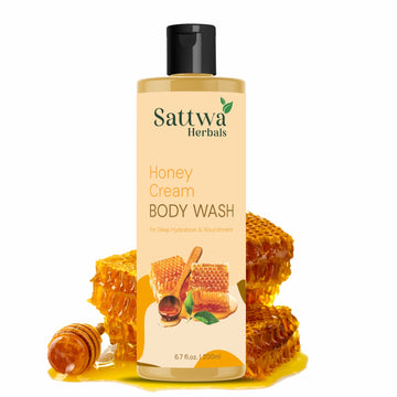 Sattwa Herbals Honey Cream Body Wash - Natural Moisturizing Shower Gel for Soft Skin
