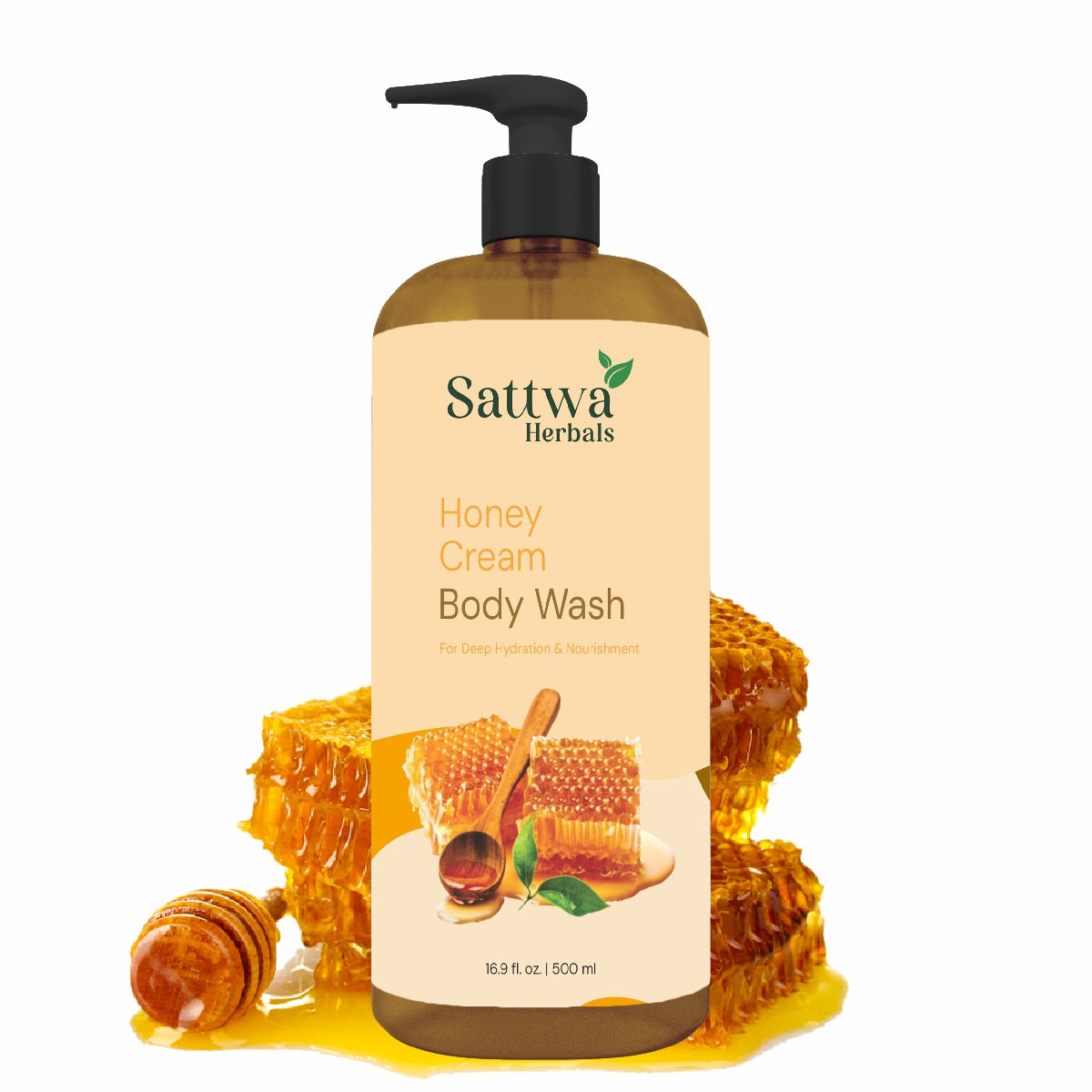 Sattwa Herbals Honey Cream Body Wash - Natural Moisturizing Shower Gel for Soft Skin