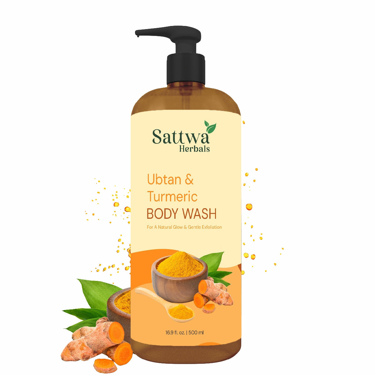 Sattwa Herbals Ubtan Body Wash with Turmeric - Natural Ayurvedic Cleanser for Glowing Skin