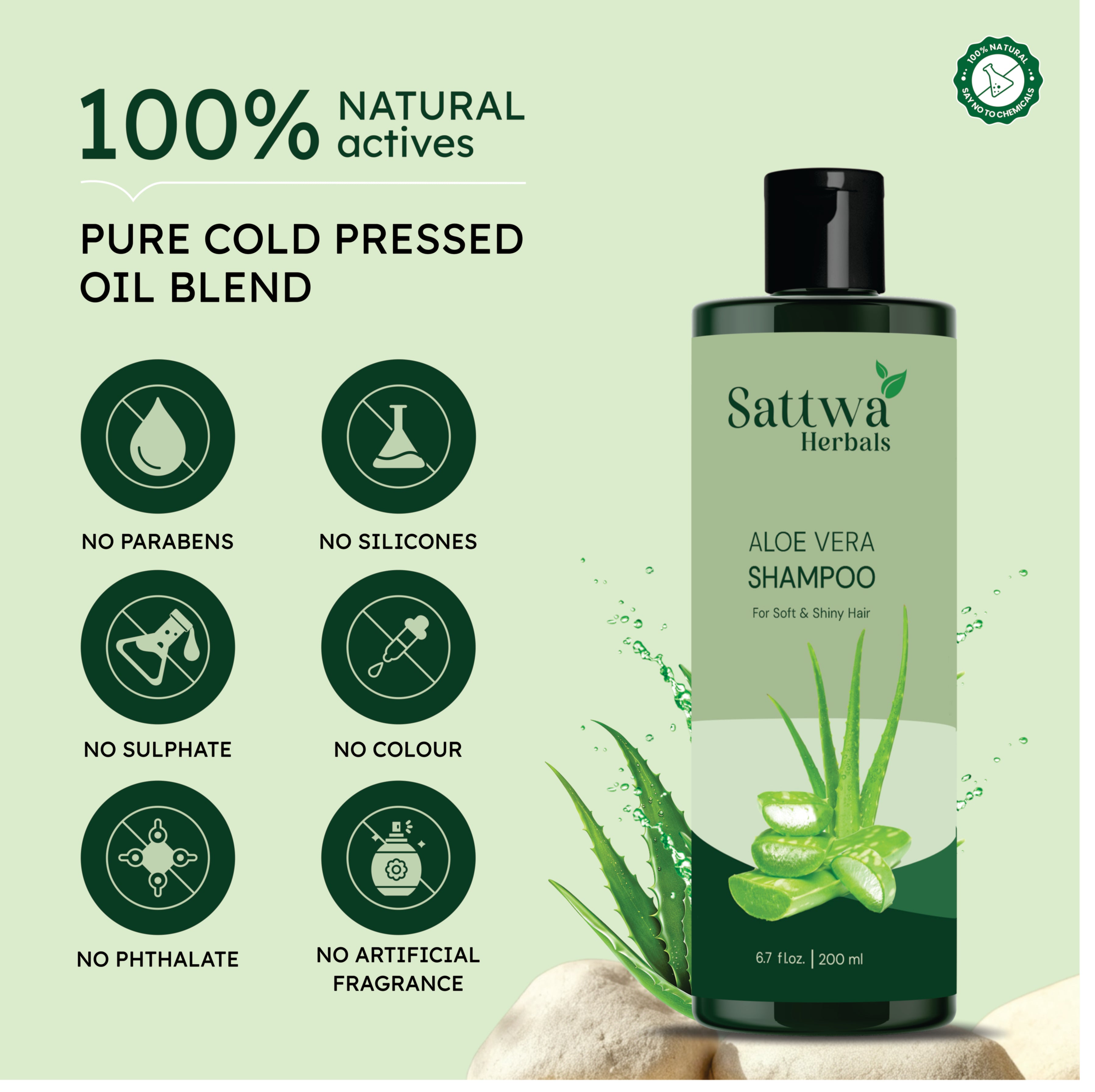 Sattwa Herbals Aloe Vera Soothing Scalp Shampoo - Moisturizing Formula for Sensitive Scalp