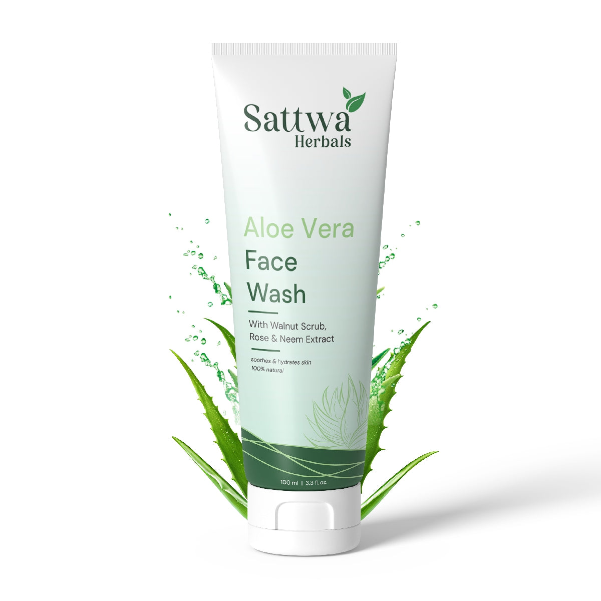 Sattwa Herbals Aloe Vera Face Wash Scrub - Hydrating & Gentle Exfoliation for Soft Skin