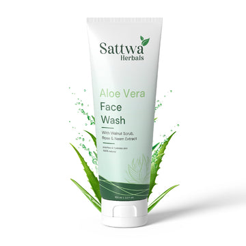Sattwa Herbals Aloe Vera Face Wash Scrub - Hydrating & Gentle Exfoliation for Soft Skin