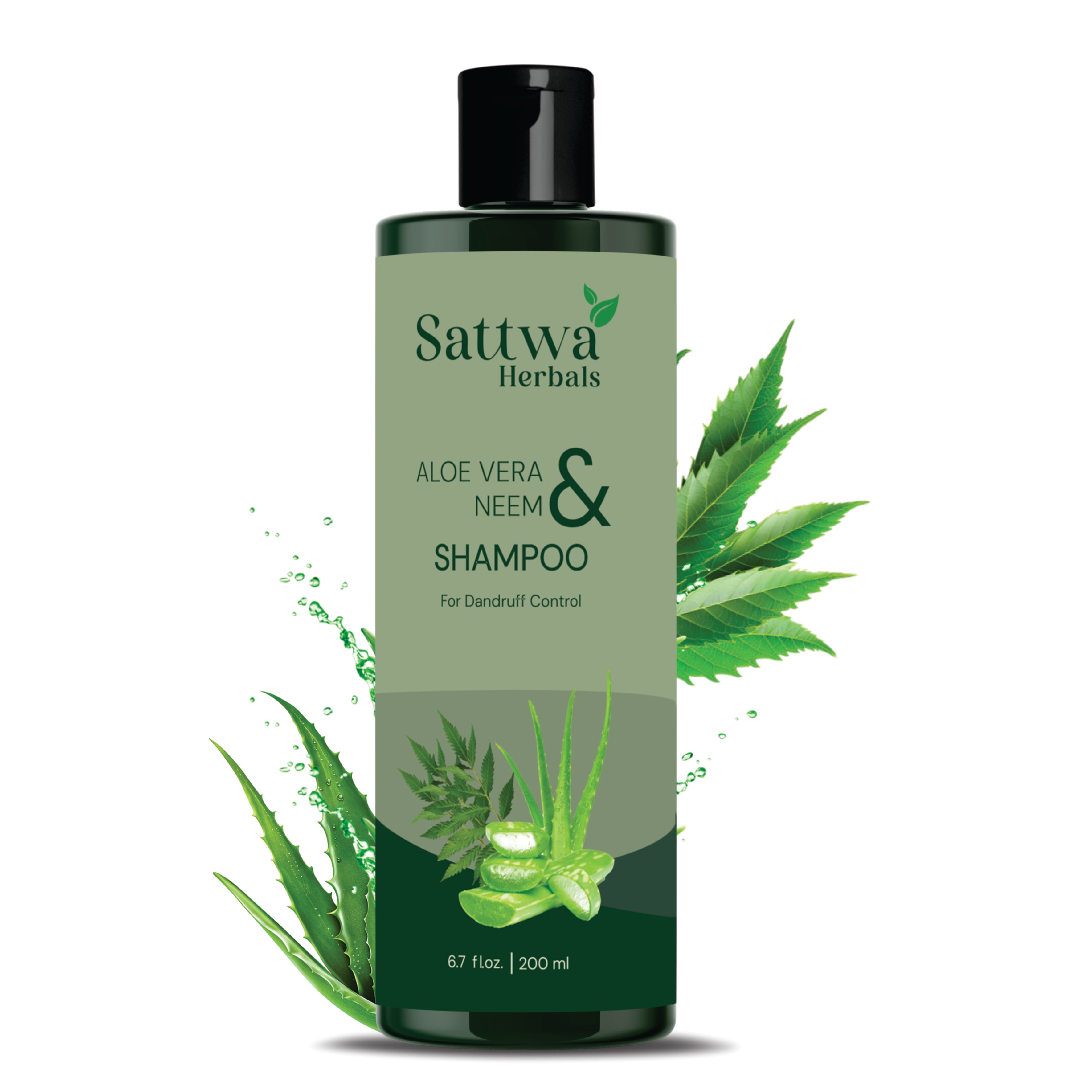Sattwa Herbals Aloe Vera Neem Shampoo - Anti-Dandruff & Hair Strengthening Formula