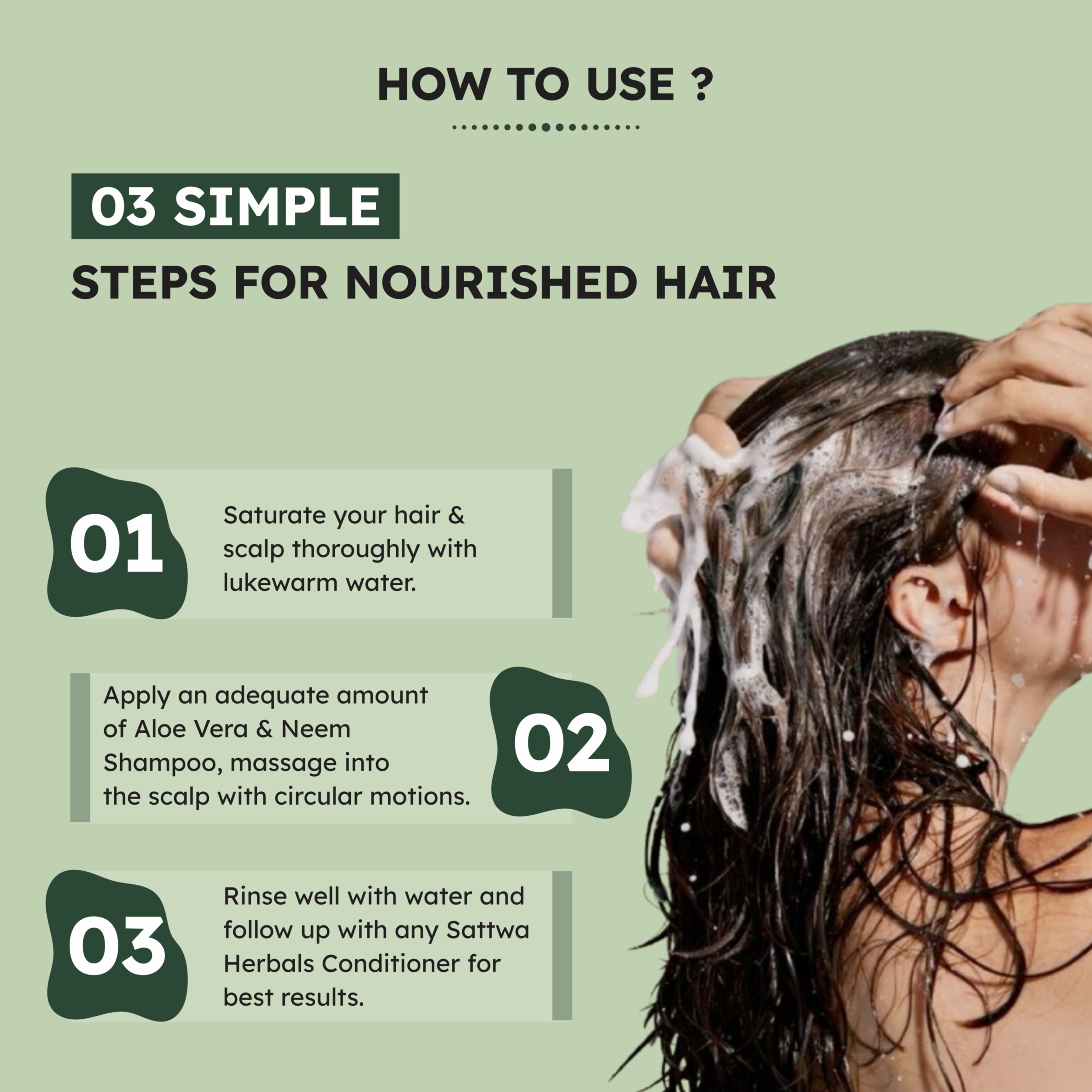 Sattwa Herbals Aloe Vera Neem Shampoo - Anti-Dandruff & Hair Strengthening Formula