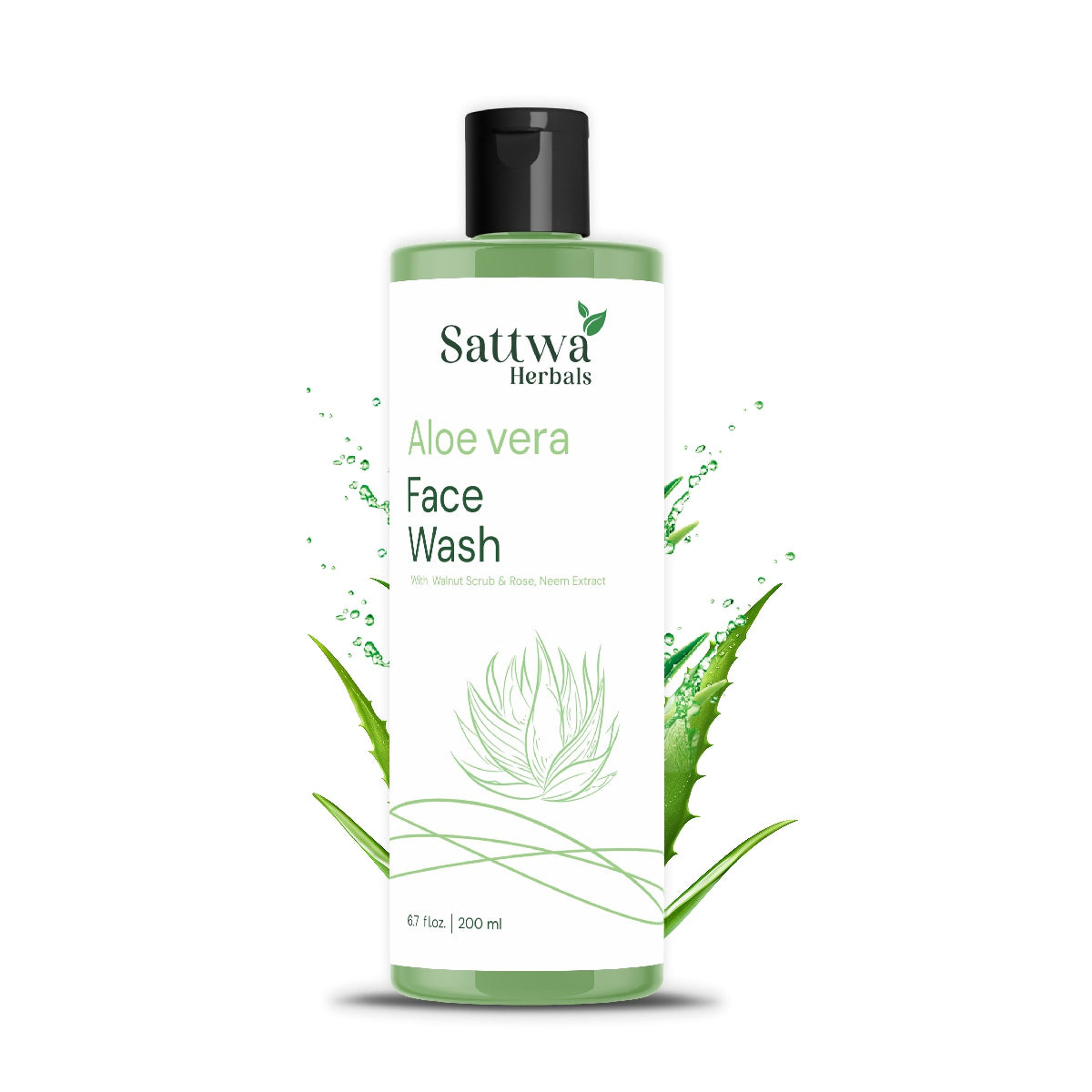 Sattwa Herbals Aloe Vera Face Wash Scrub - Hydrating & Gentle Exfoliation for Soft Skin