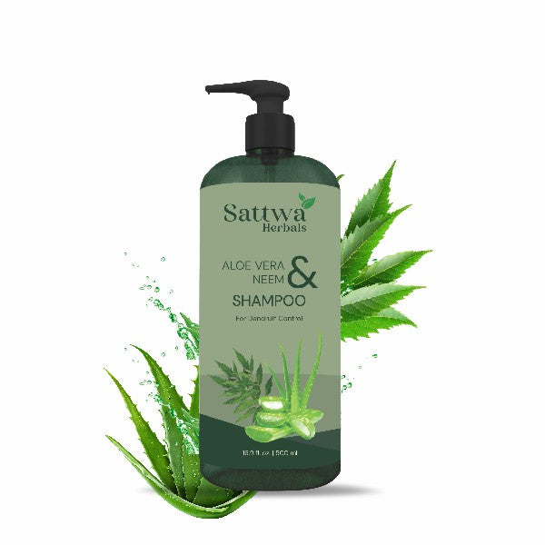 Sattwa Herbals Aloe Vera Neem Shampoo - Anti-Dandruff & Hair Strengthening Formula