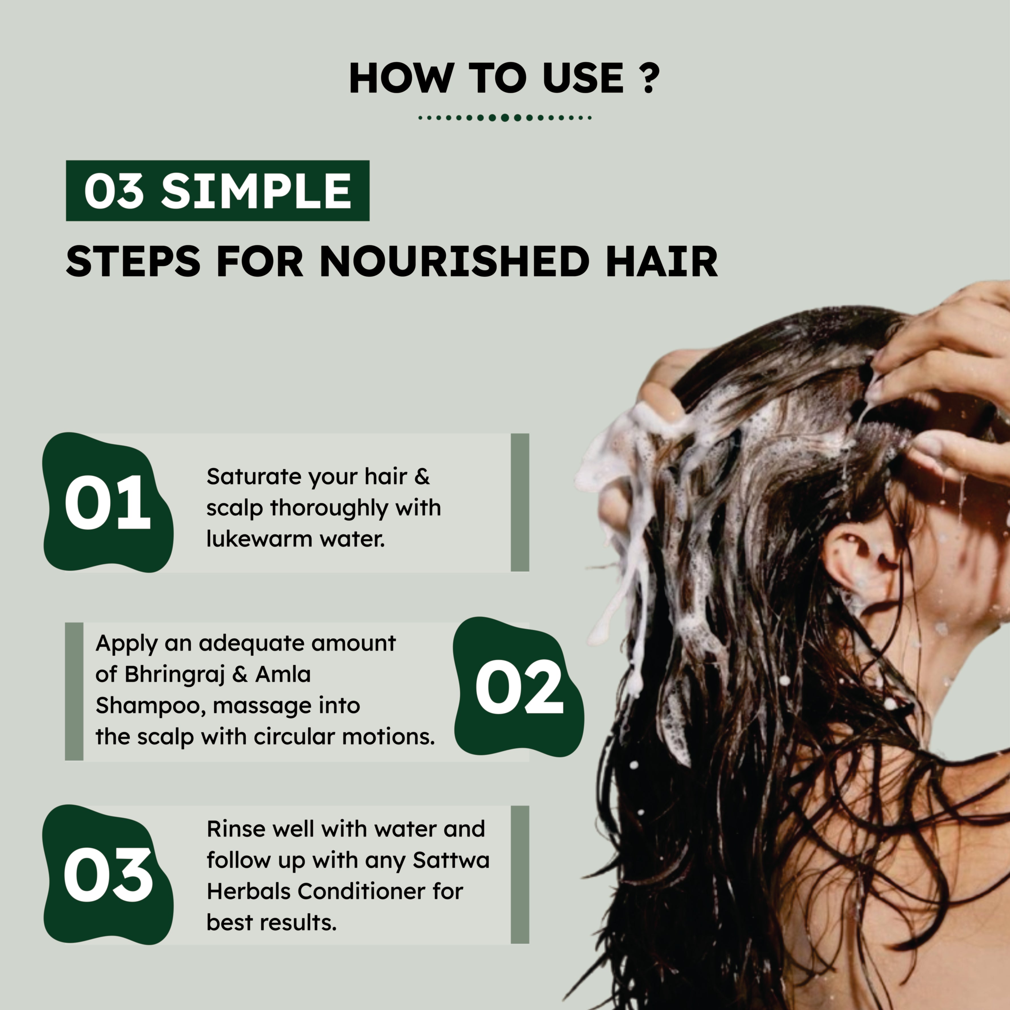 Sattwa Herbals Amla Bhringraj Shampoo - Natural Ayurvedic Hair Care for Strong Healthy Hair