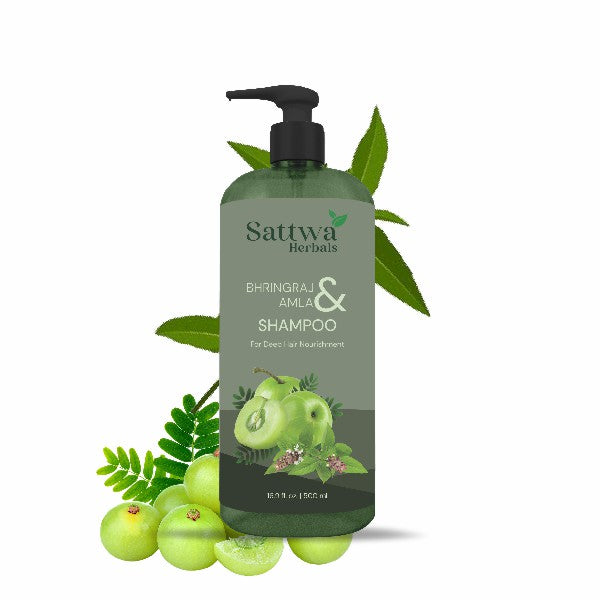 Sattwa Herbals Amla Bhringraj Shampoo - Natural Ayurvedic Hair Care for Strong Healthy Hair