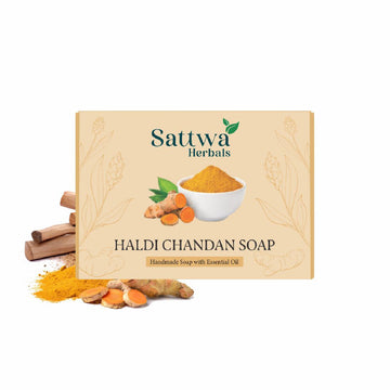 Sattwa Herbals Haldi Chandan Soap - Anti-Aging & Skin Brightening Bar - Natural Turmeric Sandalwood
