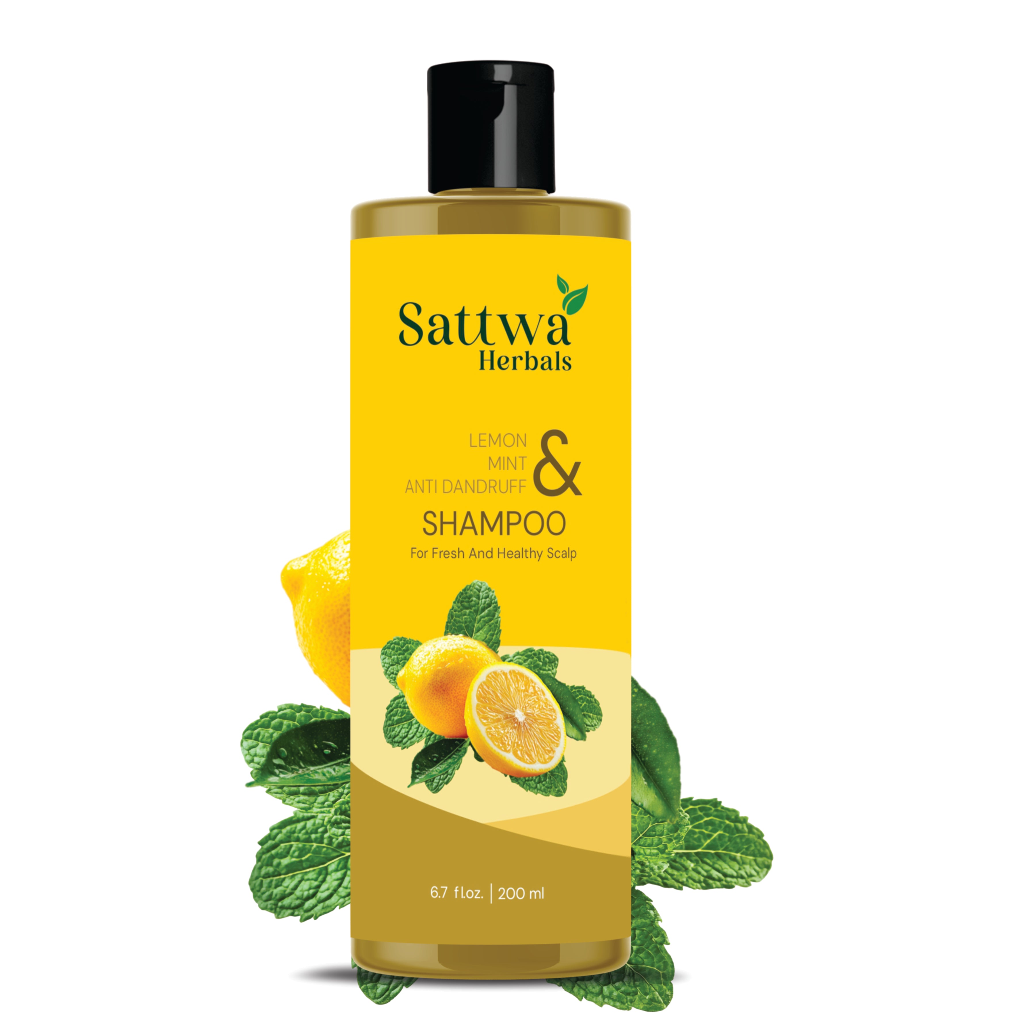 Sattwa Herbals Lemon Mint Anti-Dandruff Shampoo - Flake Control & Itching Relief