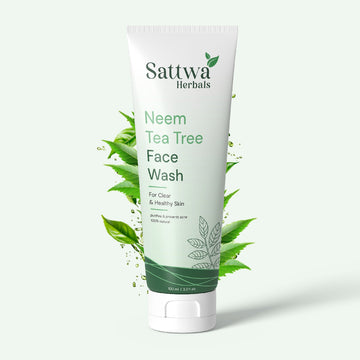 Sattwa Herbals Neem Tea Tree Face Wash - Acne & Pimple Control for Oily Skin