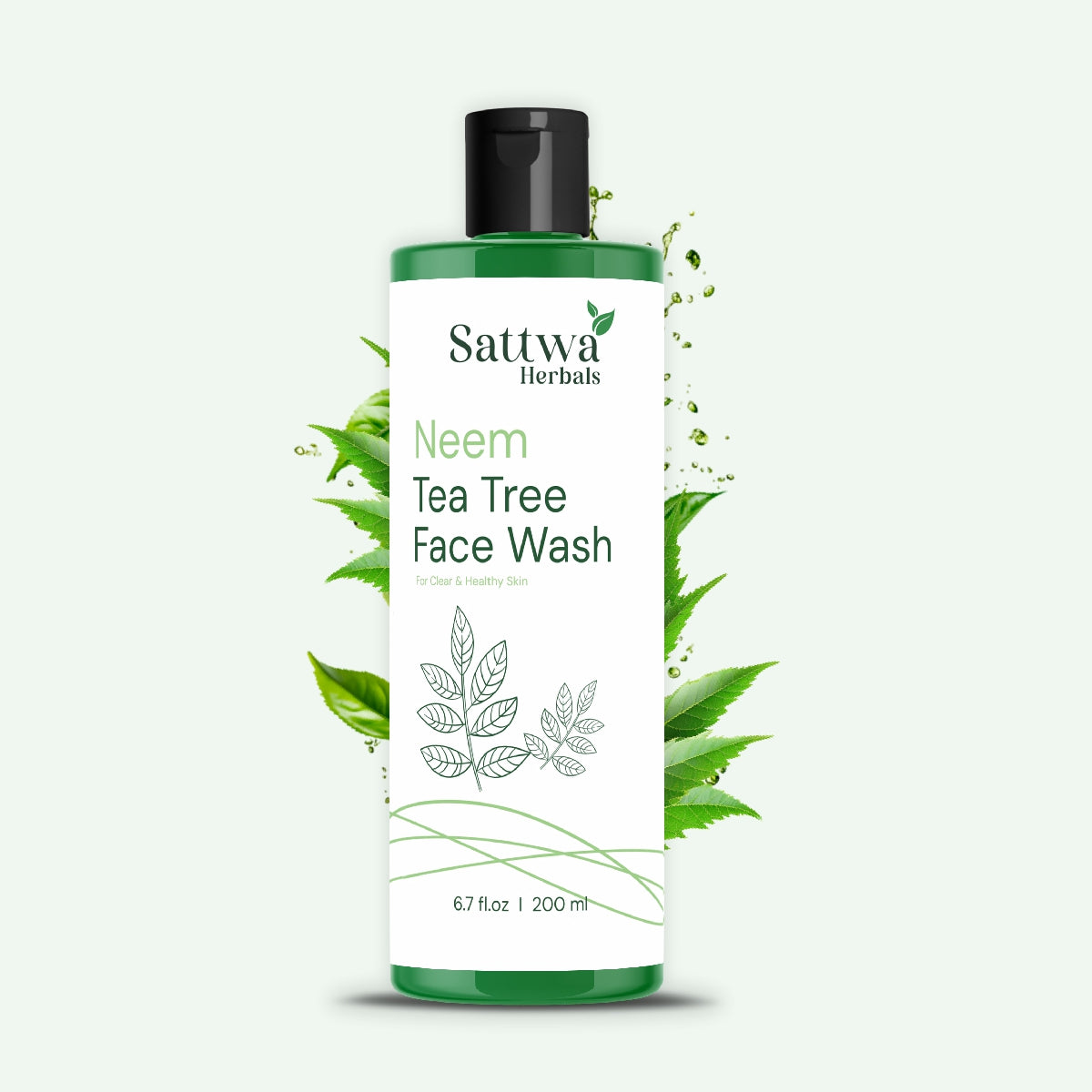 Sattwa Herbals Neem Tea Tree Face Wash - Acne & Pimple Control for Oily Skin