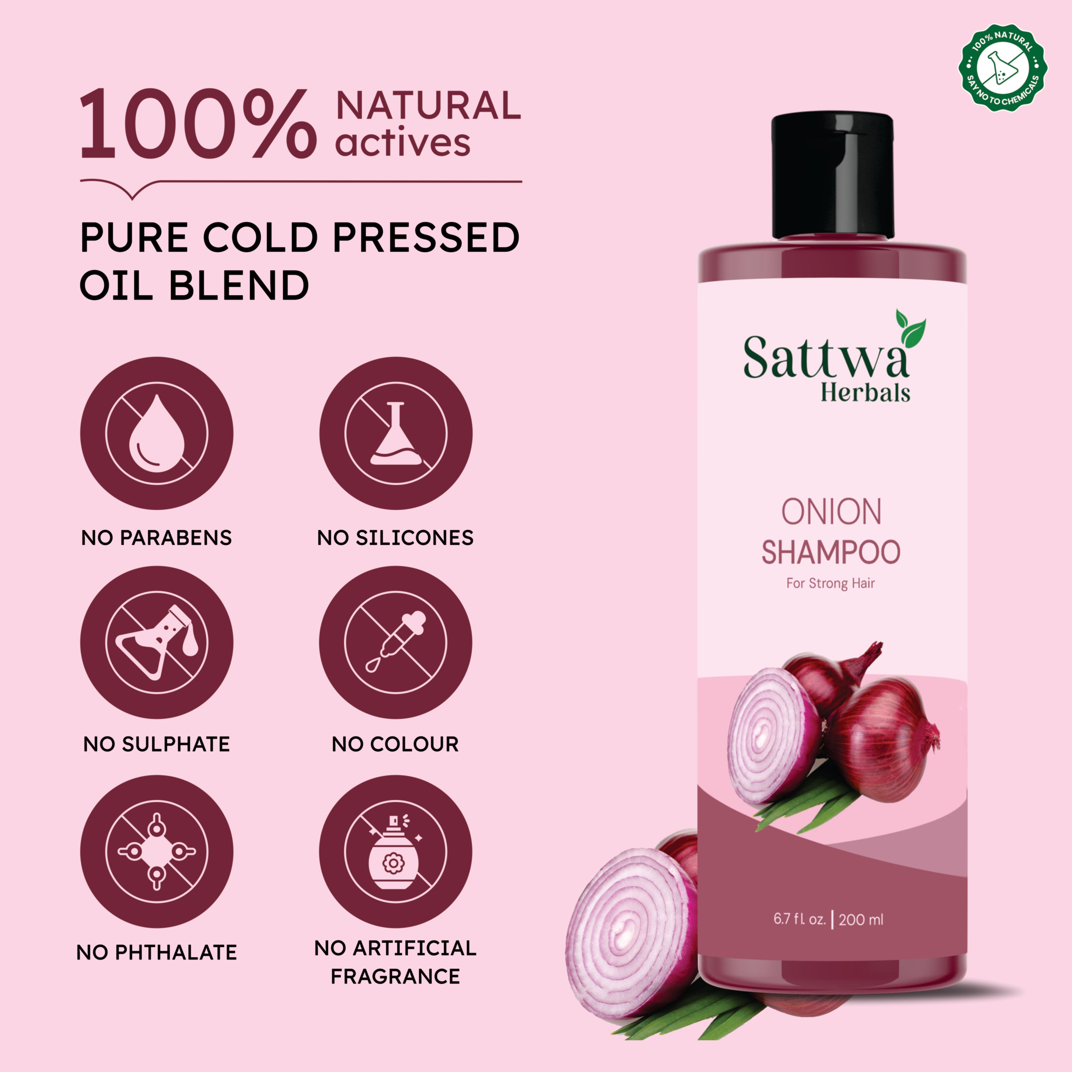 Sattwa Herbals Onion Shampoo for Hair Fall Control - Natural Hair Growth