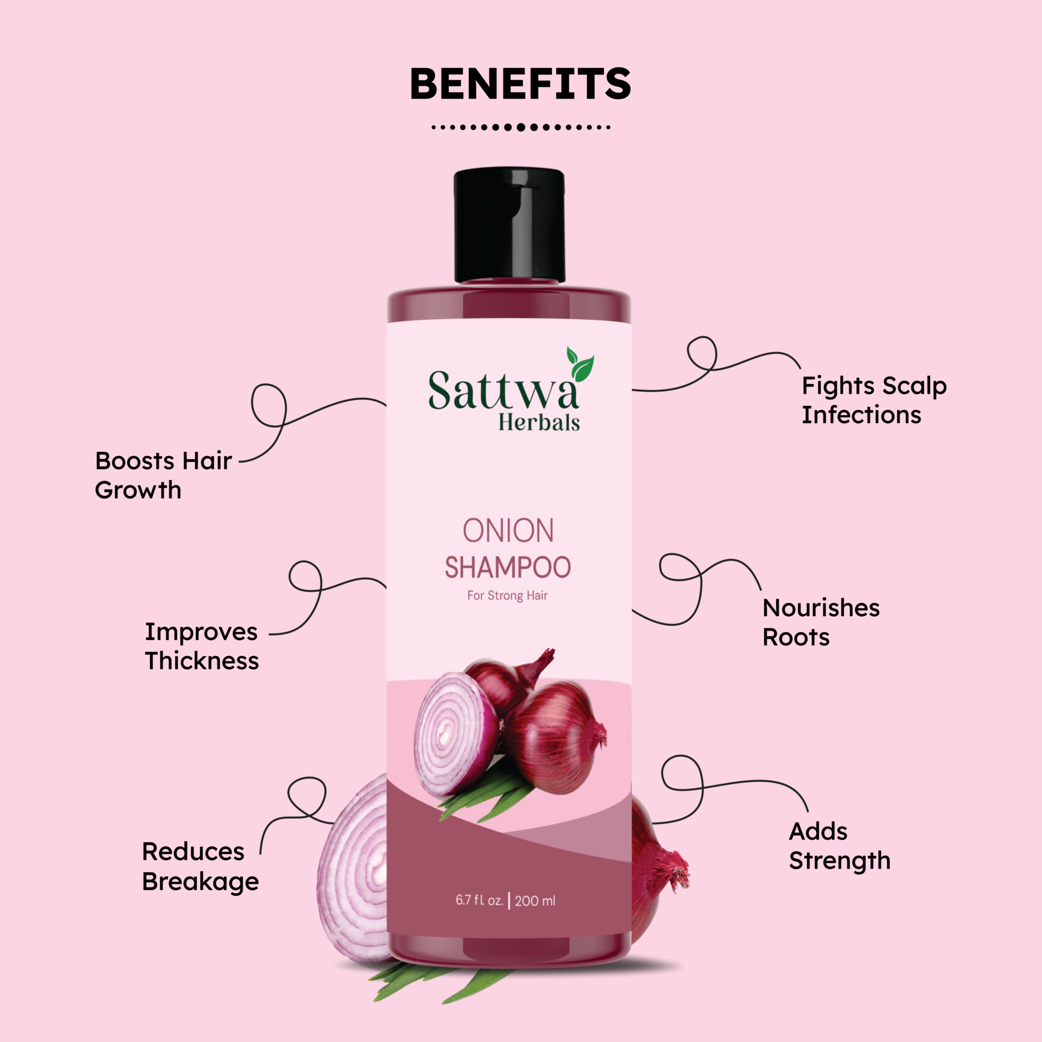 Sattwa Herbals Onion Shampoo for Hair Fall Control - Natural Hair Growth