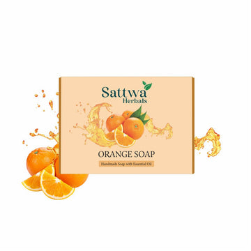 Sattwa Herbals Orange Soap - Vitamin C Antioxidant & Skin Brightening Bar - Essential Oil Enriched