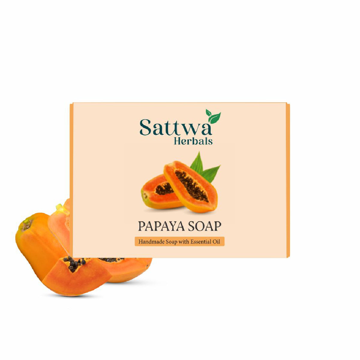 Sattwa Herbals Papaya Brightening Soap - Natural Exfoliating & Dark Spot Reduction Bar - Enzyme Rich