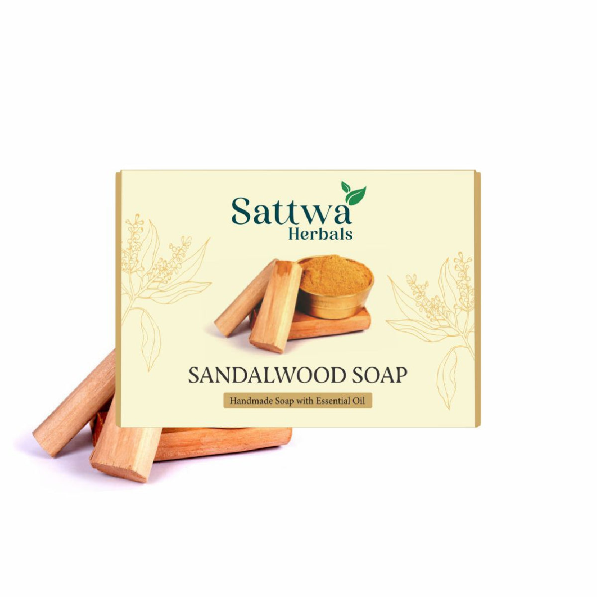 Sattwa Herbals Sandalwood Antiseptic Soap - Natural Cooling & Skin Brightening Bar