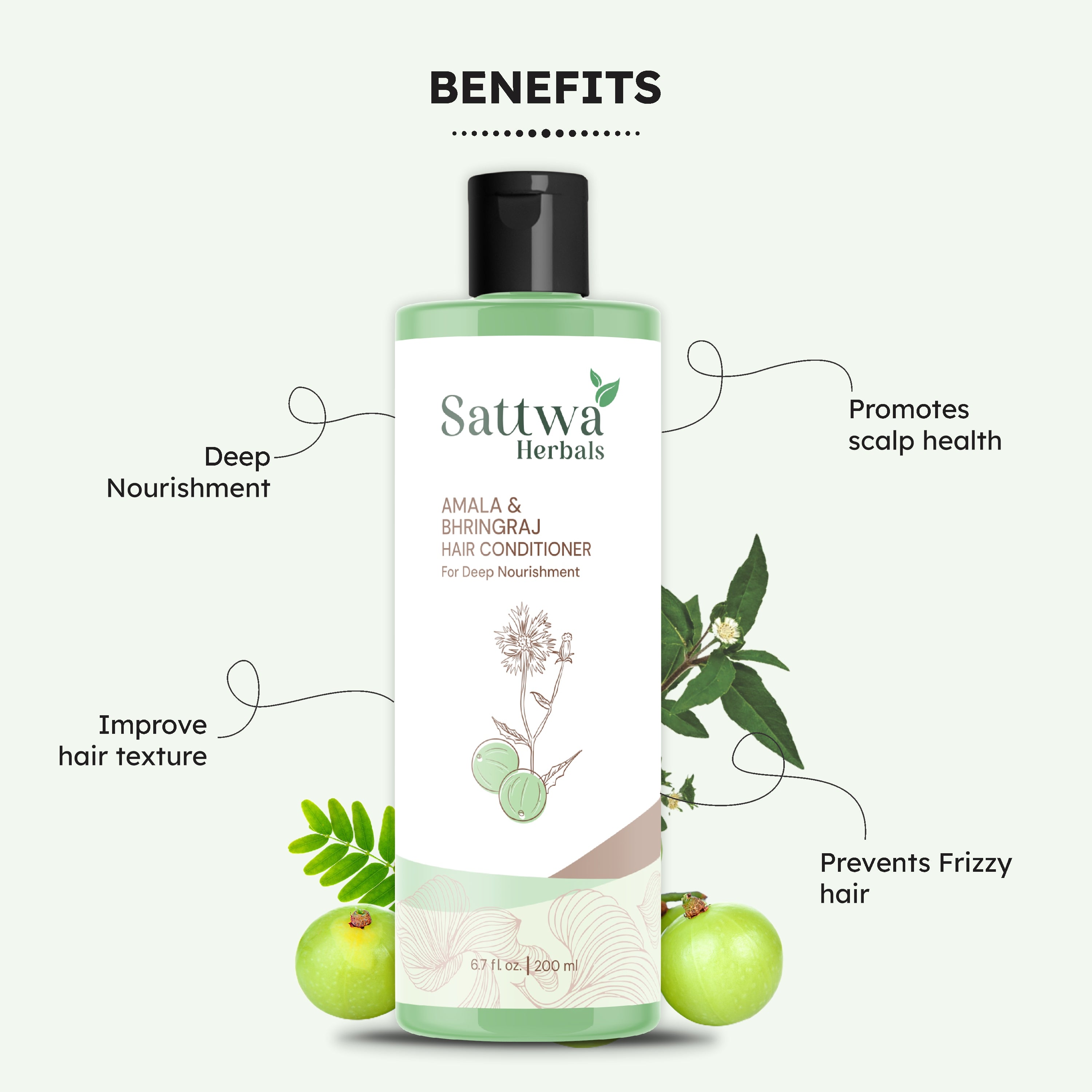 Sattwa Herbals Natural Amla & Bhringraj Conditioner - Nourishing Ayurvedic Hair Care