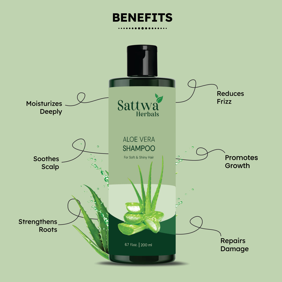 Sattwa Herbals Aloe Vera Soothing Scalp Shampoo - Moisturizing Formula for Sensitive Scalp