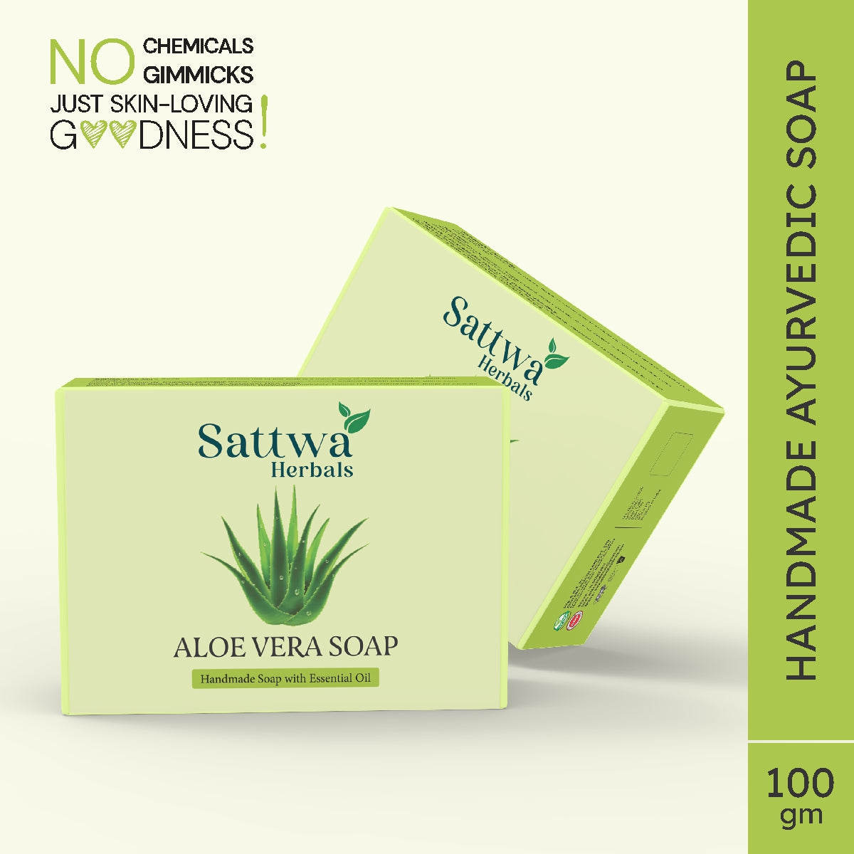 Sattwa Herbals Aloe Vera Bath Soap - Moisturizing & Soothing for Dry Skin