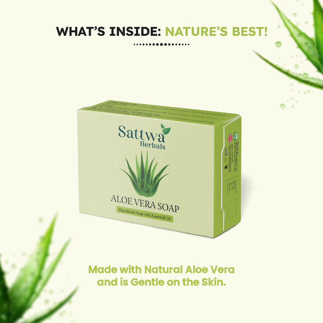 Sattwa Herbals Aloe Vera Bath Soap - Moisturizing & Soothing for Dry Skin