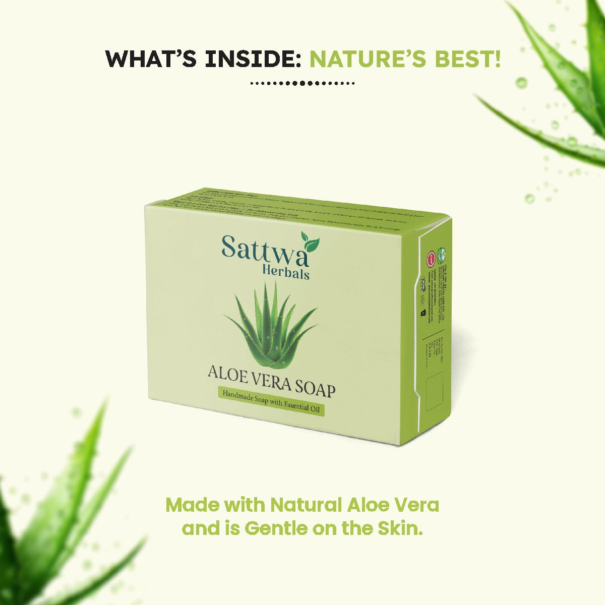 Sattwa Herbals Aloe Vera Bath Soap - Moisturizing & Soothing for Dry Skin