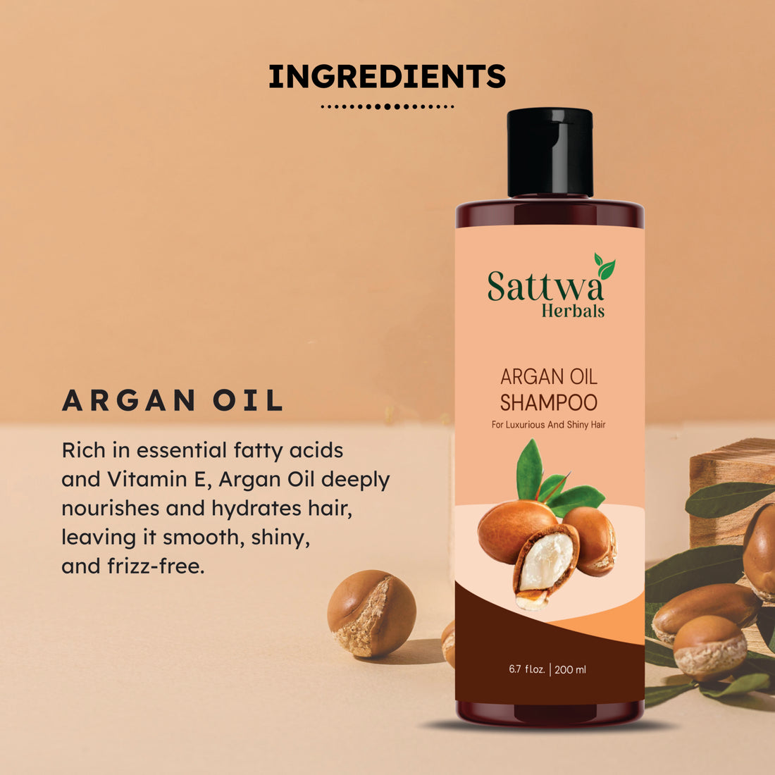 Sattwa Herbals Moroccan Argan Oil Shampoo - Hydrating & Repairing Formula for Damaged Hair
