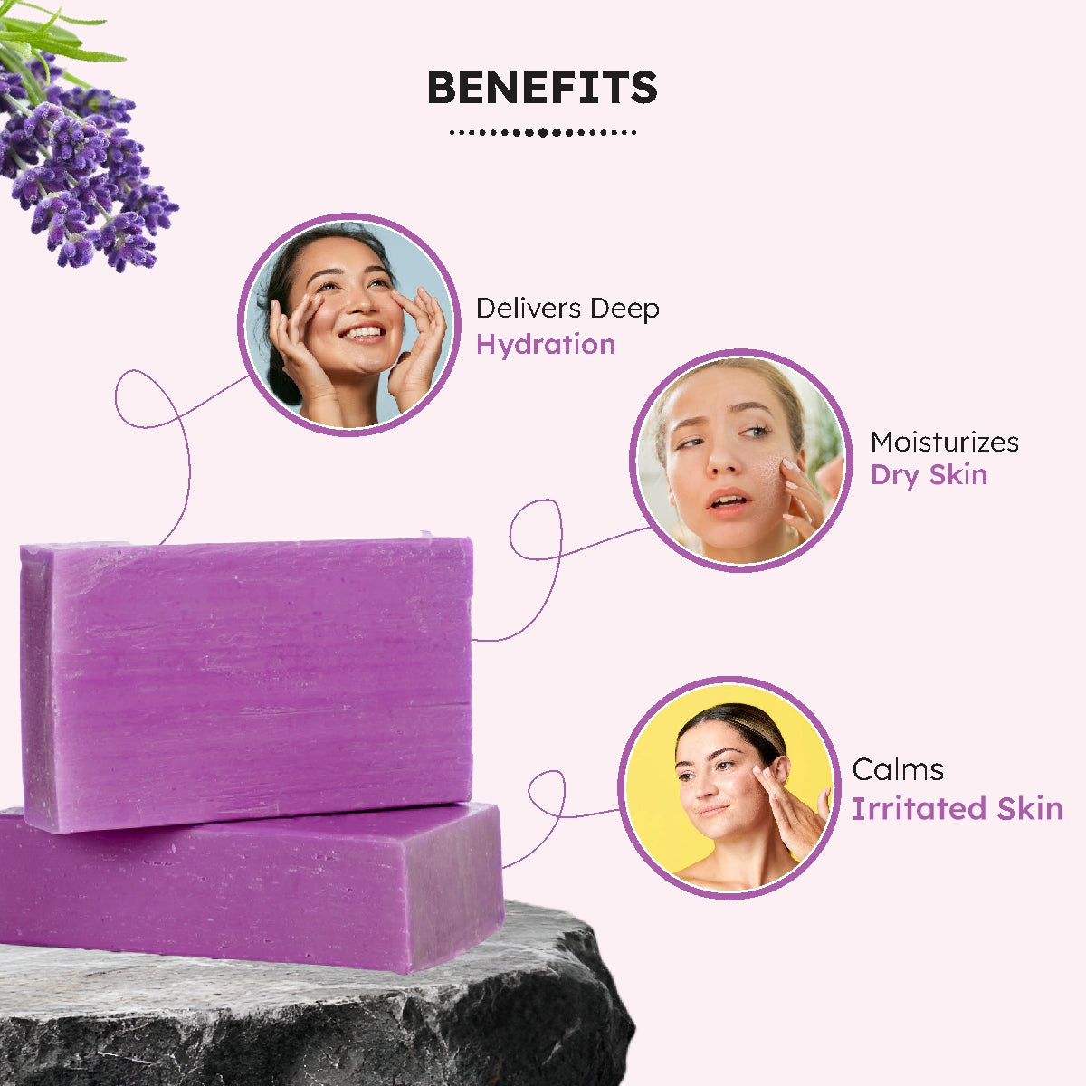 Sattwa Herbals Calming Lavender Soap - Aromatherapy & Sensitive Skin Care Bar - Pure Essential Oil Enriched