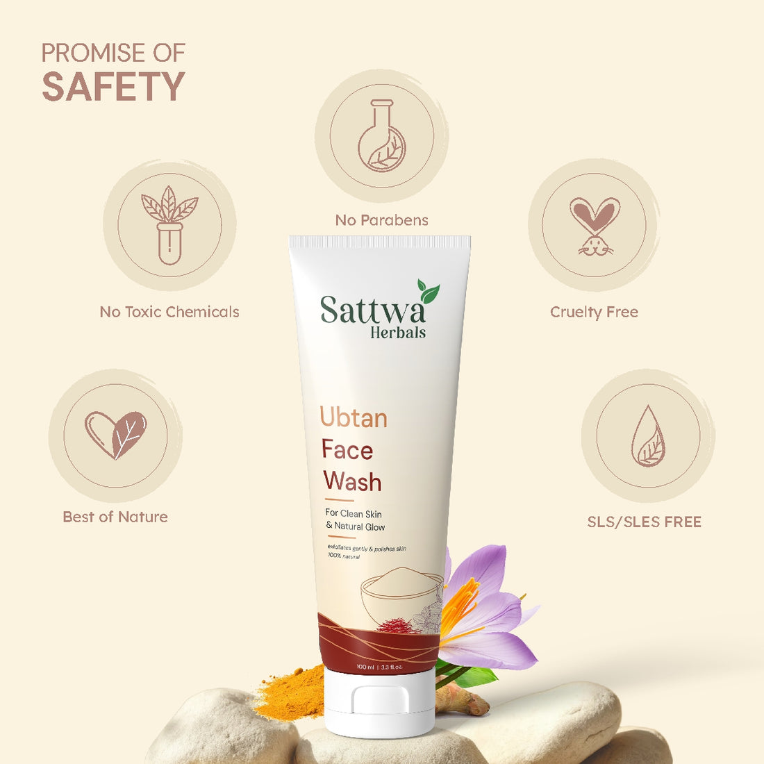 Sattwa Herbals Ubtan Face Wash - Tan Removal & Skin Brightening with Turmeric